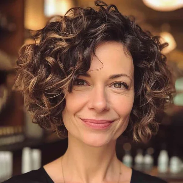 Bouncy Curly Bob with Dimensional Highlights