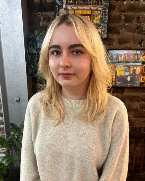 Bright Blonde Long Lob with Face-Framing Layers
