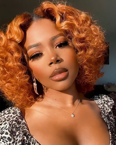 Copper Curly Short Cut for Black Women with Defined Layers