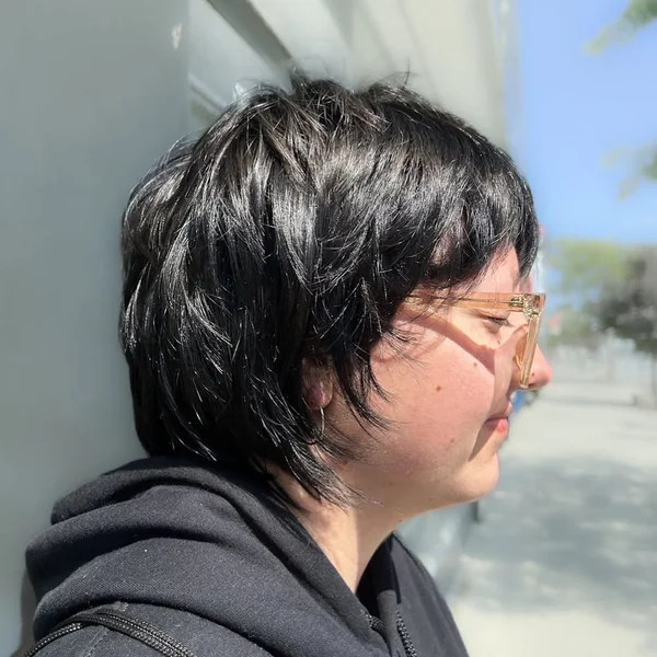 Dark Shaggy Pixie Bob with Textured Layers
