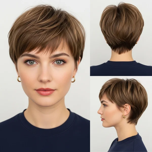 Layered Short Pixie for Thick Hair