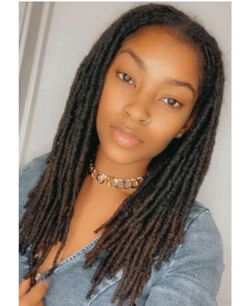 Long Mid-Length Locs with Center Part