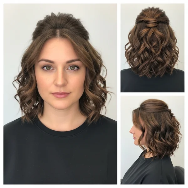 Shoulder Length Curly Hairstyles Half Up