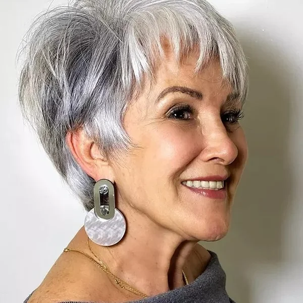 Silver Pixie with Voluminous Choppy Layers