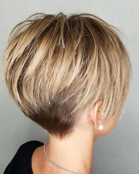 Stacked Blonde Bob with Choppy Tapered Undercut
