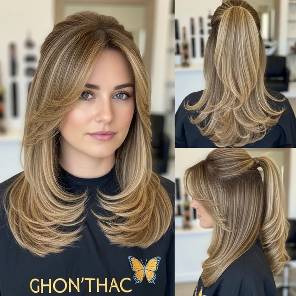 Butterfly Haircut Long Hair Ponytail