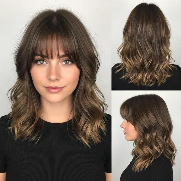 Medium Wavy Hairstyles With Bangs