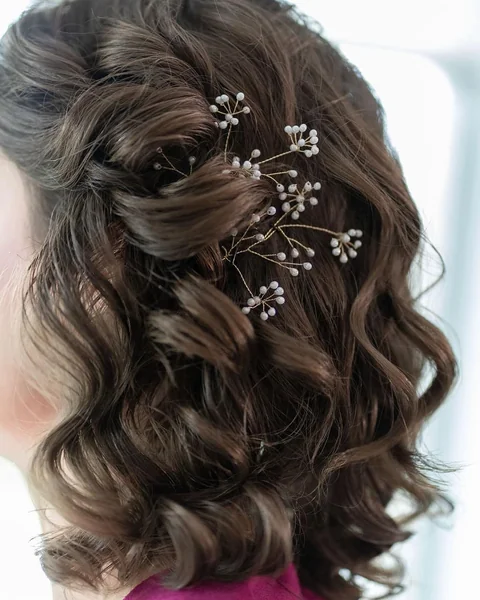 Textured Wavy Bob with Delicate Twists and Beading