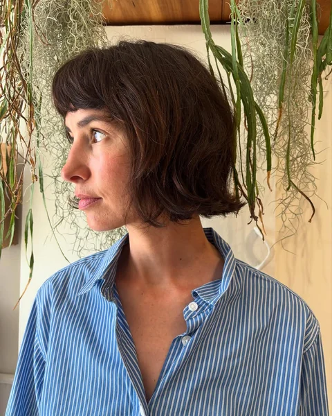 Chic Textured Lob with Wispy Bangs
