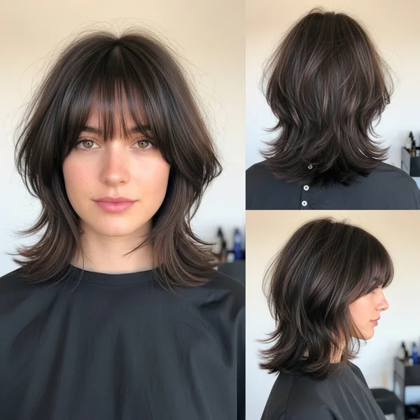 Choppy Bob Hairstyles for Fine Hair Mid Length Medium Layered Bangs