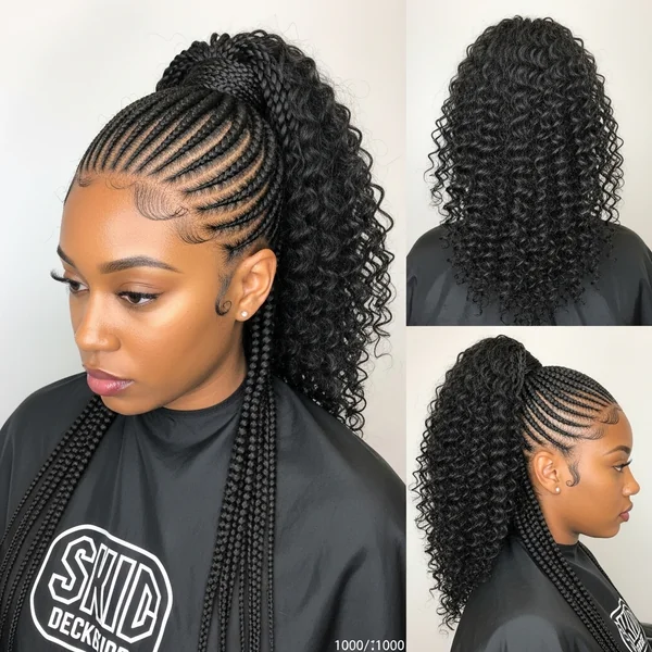 Cornrows With Curly Ponytail