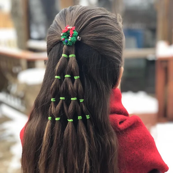 Creative Christmas Tree Braid for Long Holiday Hair