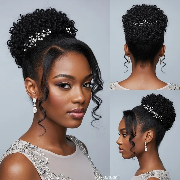 Curly Bun Hairstyles For Black Hair Prom