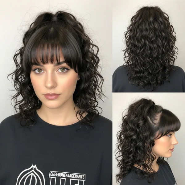 Curly Ponytail With Bangs