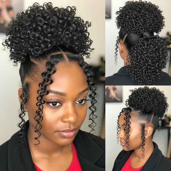 Curly Updo Ponytail Hairstyles for Black Women