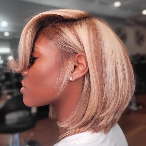 Edgy Stacked Bob with Precision Layers and Swooped Fringe