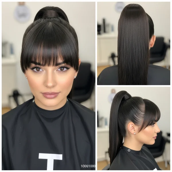 High Ponytail Hairstyles With Bangs
