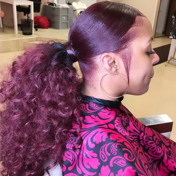 High Ponytail with Medium Spiral Curls and Shine