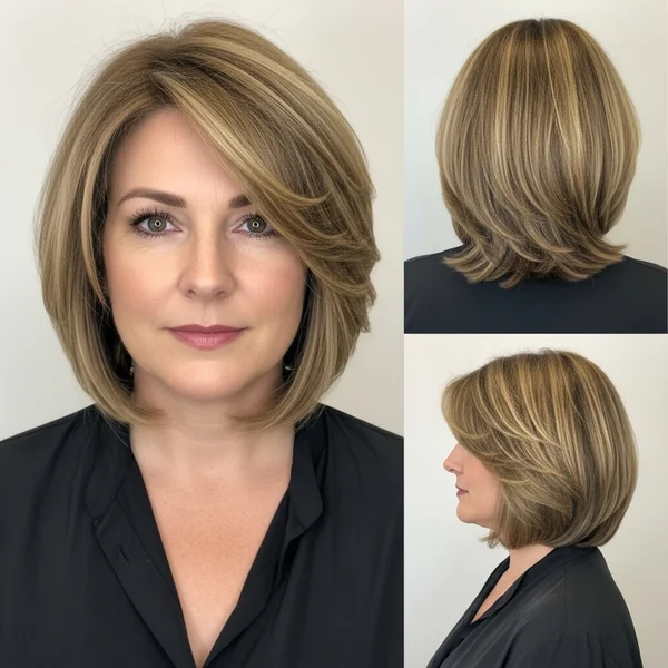 Long Bob Hairstyles For Thick Hair Round Face Over 40