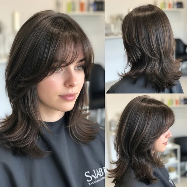 Medium Length Haircut With Layers Bangs