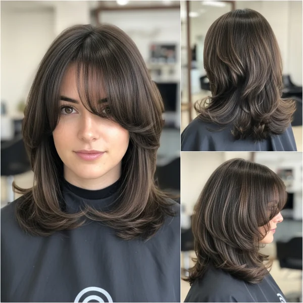 Medium Length Haircut With Long Bangs