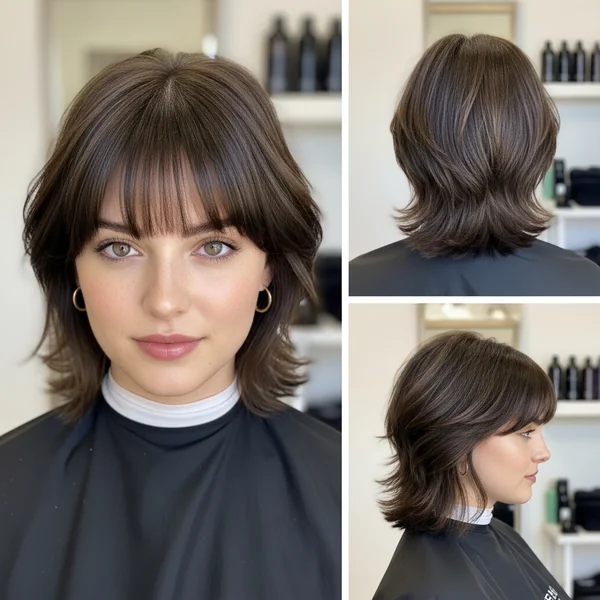 Medium Length Haircut with Short Bangs