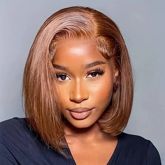 Radiant Caramel-Toned Silk Press Bob with Curved Ends