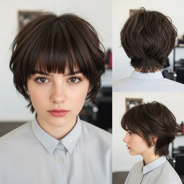 Short 90s Haircut with Bangs