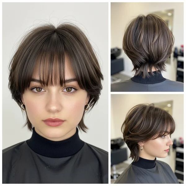 Short Butterfly Haircut with Wispy Bangs