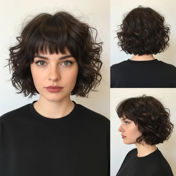 Short Curly Bob Hairstyles With Bangs