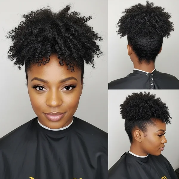 Short Curly High Ponytail Hairstyles for Black Women