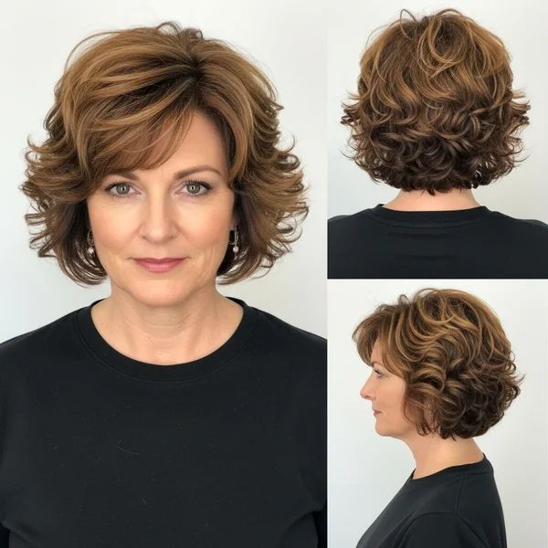 Short Curly Stacked Bob Hairstyles