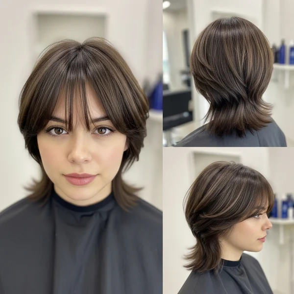 Short Haircut with Bangs and Layers