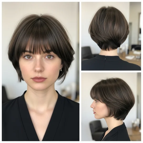 Short Haircut with Bangs for Round Faces