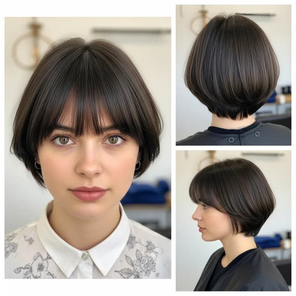 Short Haircut with Curtain Bangs