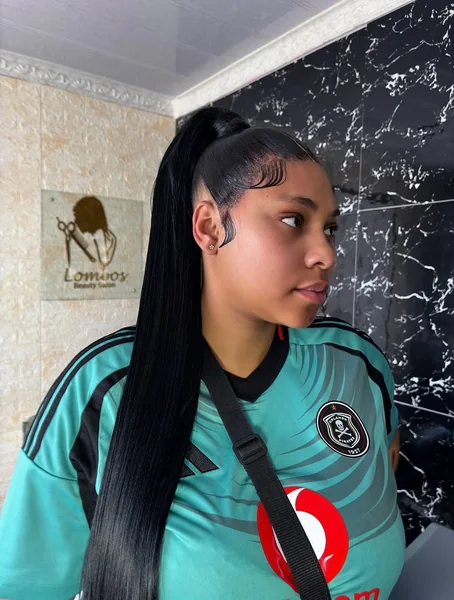 Sleek Black High Ponytail with Laid Edges