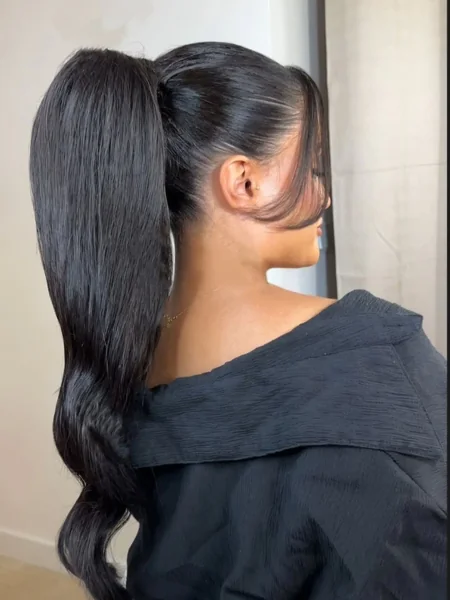 Sleek Bouncy High Ponytail with Flipped Ends