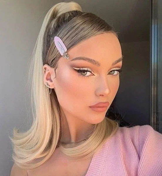 Sleek High Barbie Ponytail with Platinum Ends