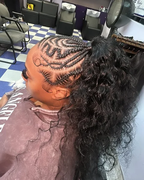 Sleek Side-Parted Ponytail with Loose Body Wave Curls