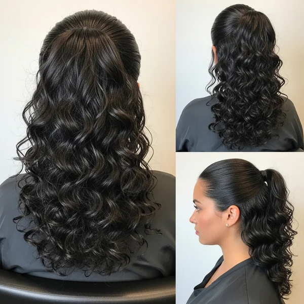Slick Back Curly Ponytail