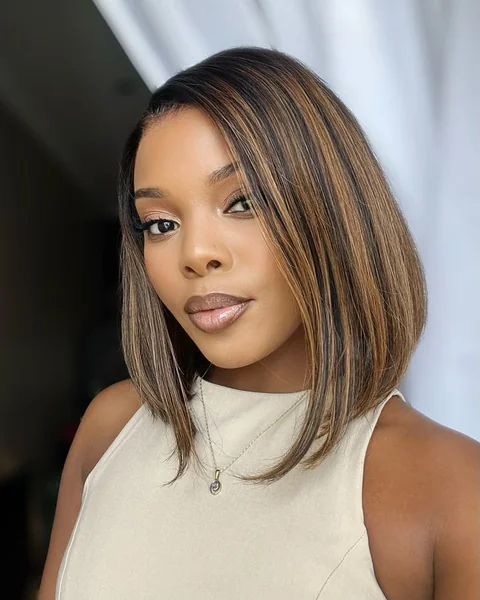 Smooth Cinnamon Brown Bob with Soft Sculpted Edges