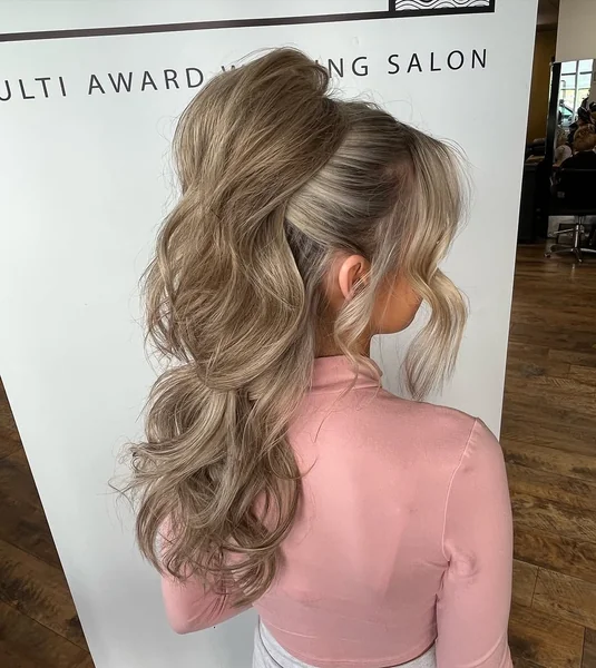 half up ponytail with bangs