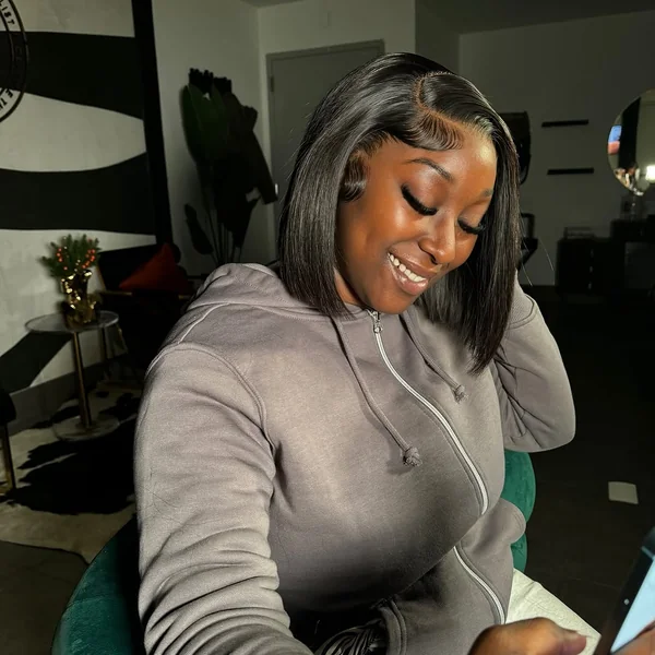 Voluminous Stacked Bob with Sculpted Side-Swept Waves