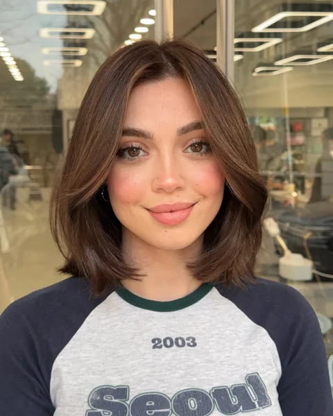 Voluminous Toffee Bob with Soft Face-Framing Layers