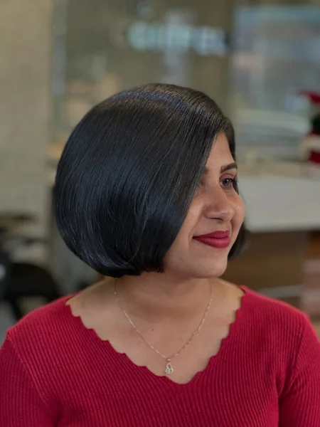 Polished Rounded Bob with Deep Side Part