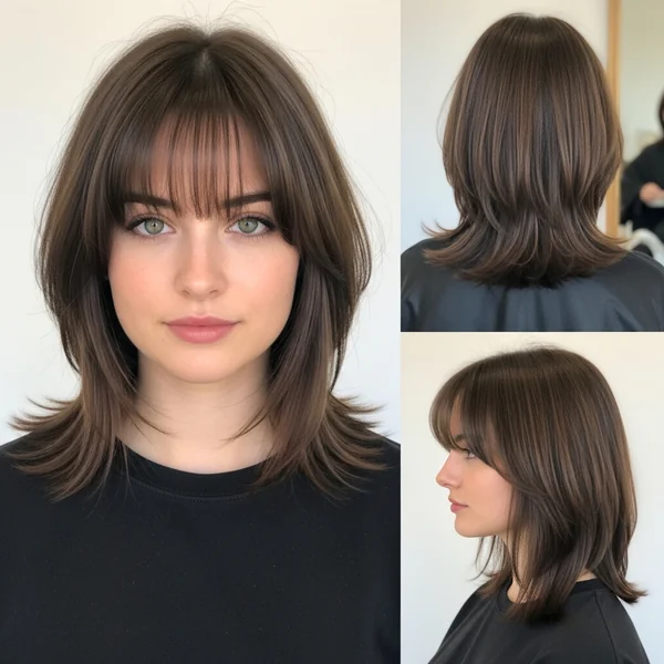Long Bob Haircut With Bangs Round Face