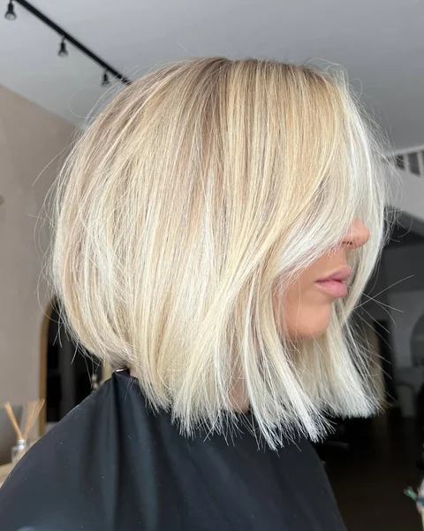 Bright Ash Blonde Bob with Soft Face-Framing Fringe
