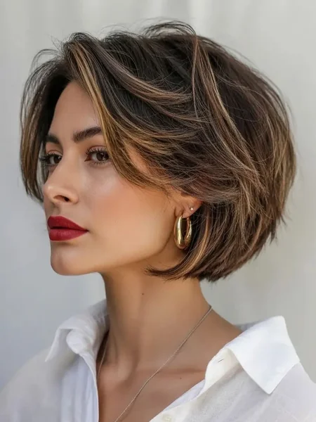 Chic Sun-Kissed Long Pixie with Voluminous Sweeping Layers