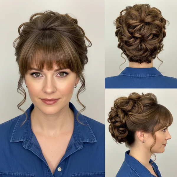 Curly Hairstyles With Bangs Updo