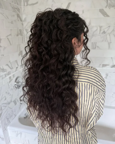 Dark Espresso Cascading Curls with Face-Framing Tendrils